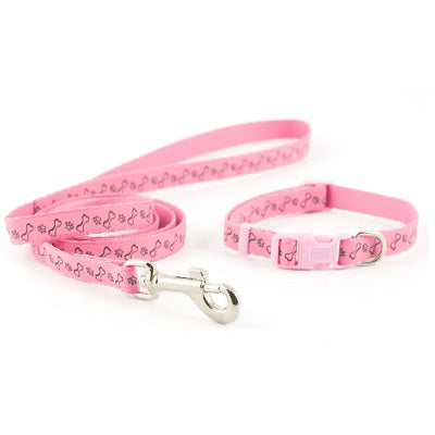 Ancol Small Bite PawBone Collar&Lead Pnk