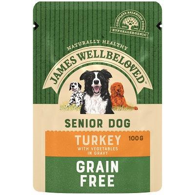 JW Dog Senior Turkey GF Pouches 12x100g