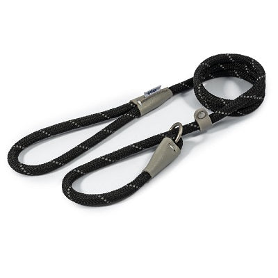 Ancol Viva Rope Refl Slip Lead Blck 1cm