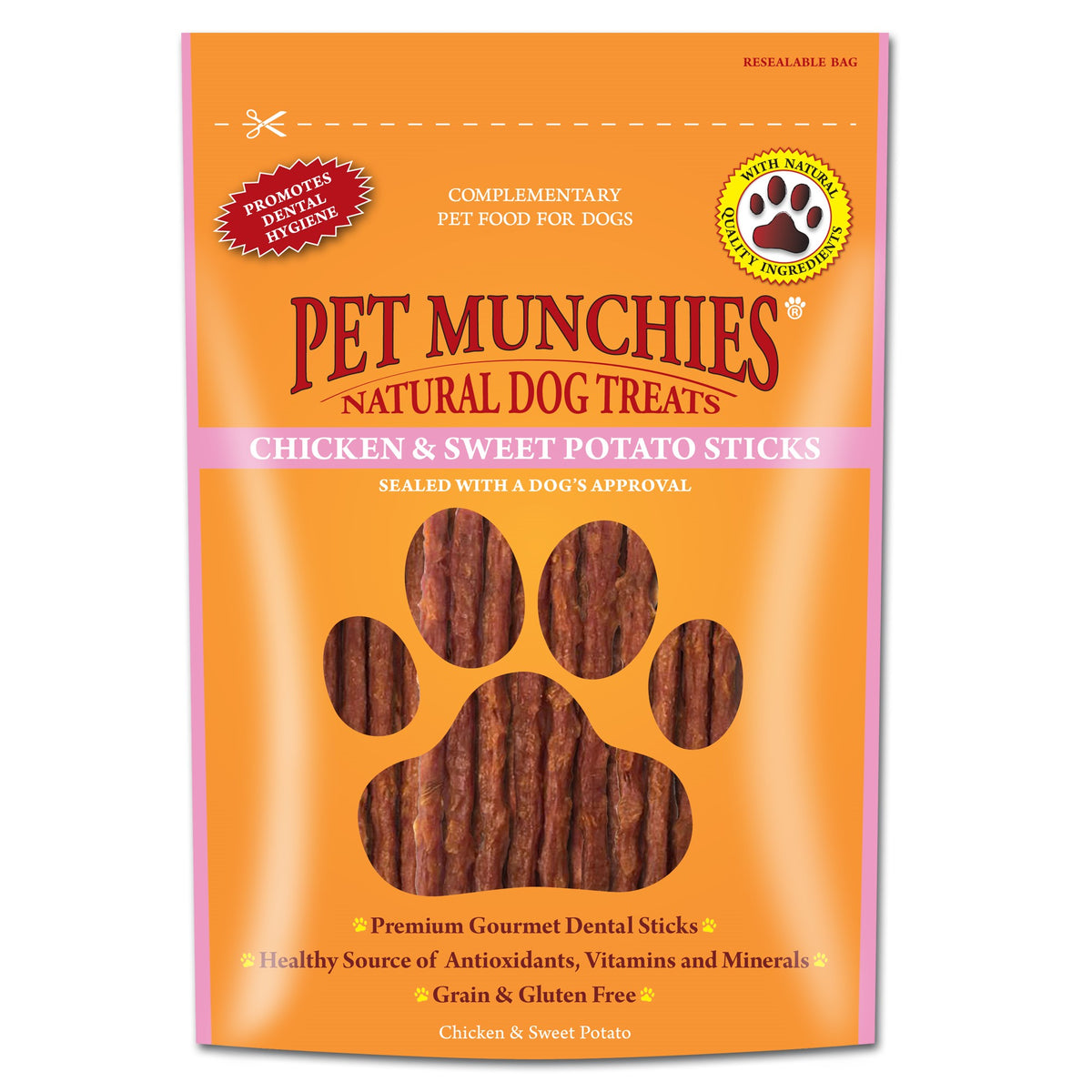 Pet Munchies Dog Treat Ckn S/Pot 8x90g