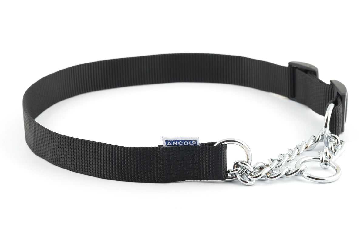 Ancol Nyl Chain Check Collar Black S7-10