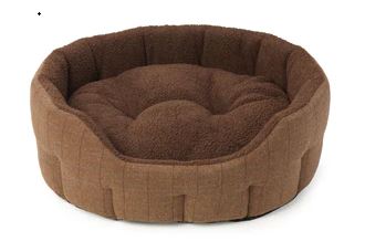 HOP Brown Tweed Faux Sheepskin Oval Snug