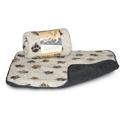 DD Fleece Beige Brown Paw Blanket