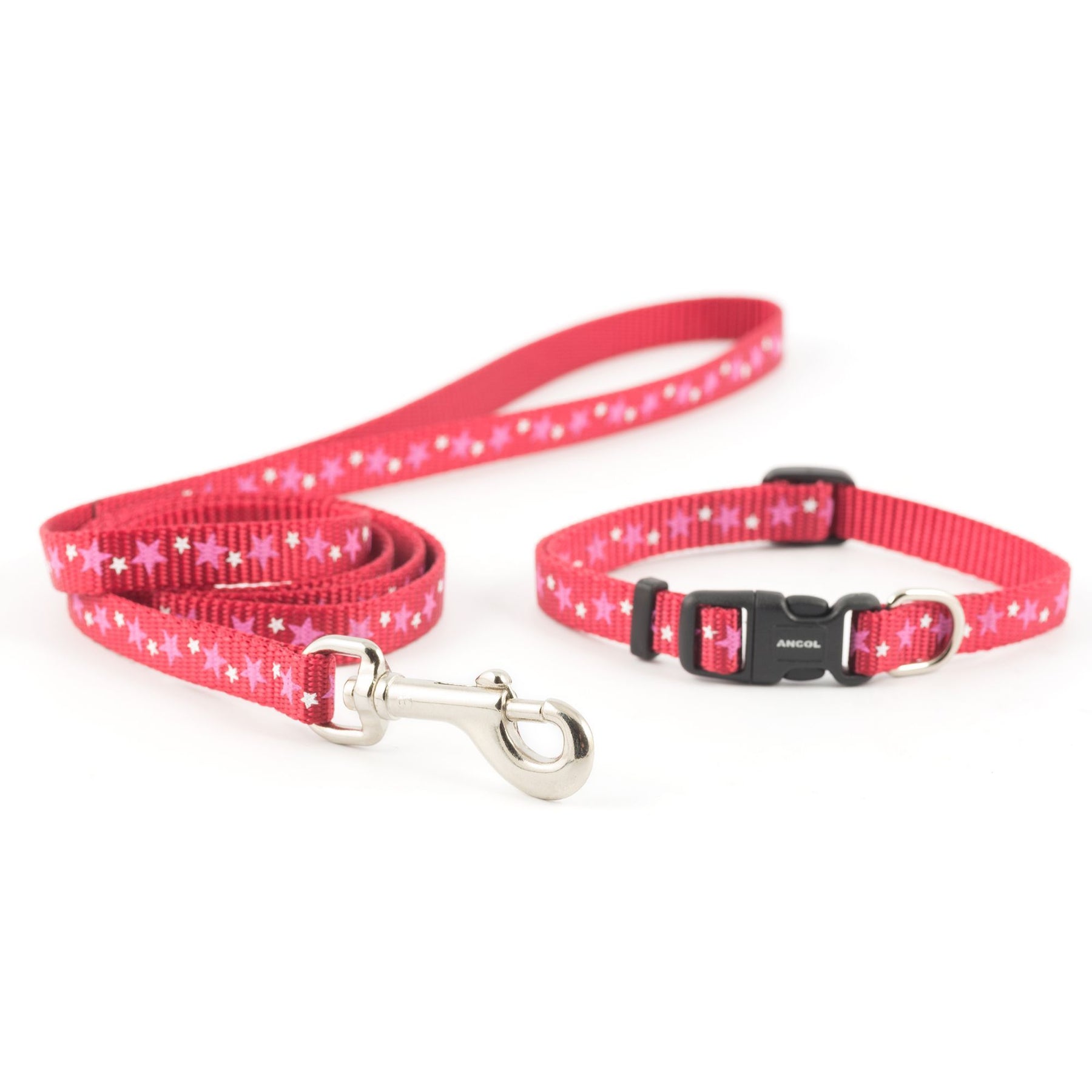 Ancol Small Bite Star Collar & Lead Red