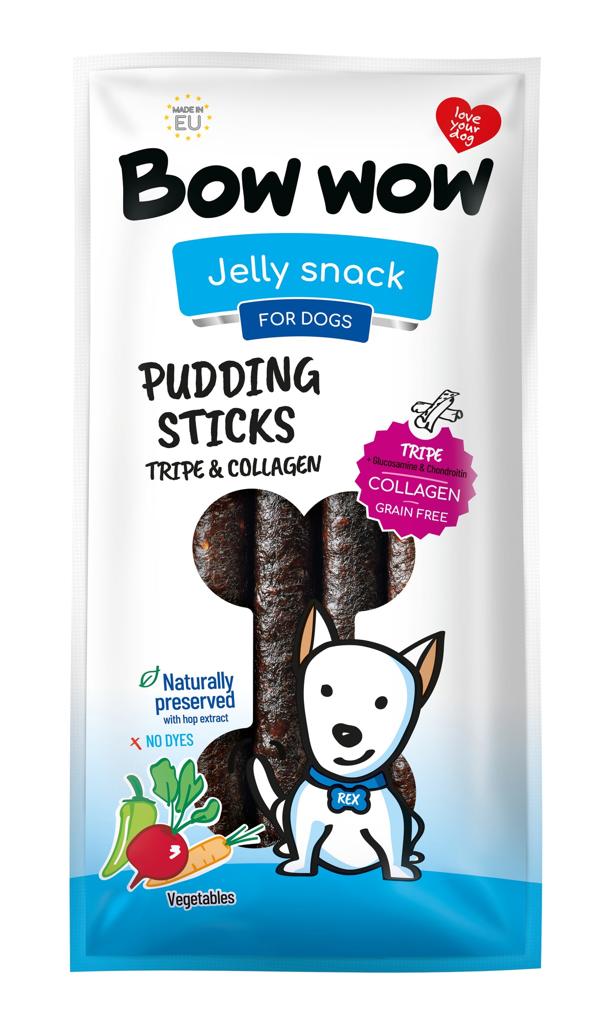 Bow Wow Pudding Sticks Caramel 6x170g