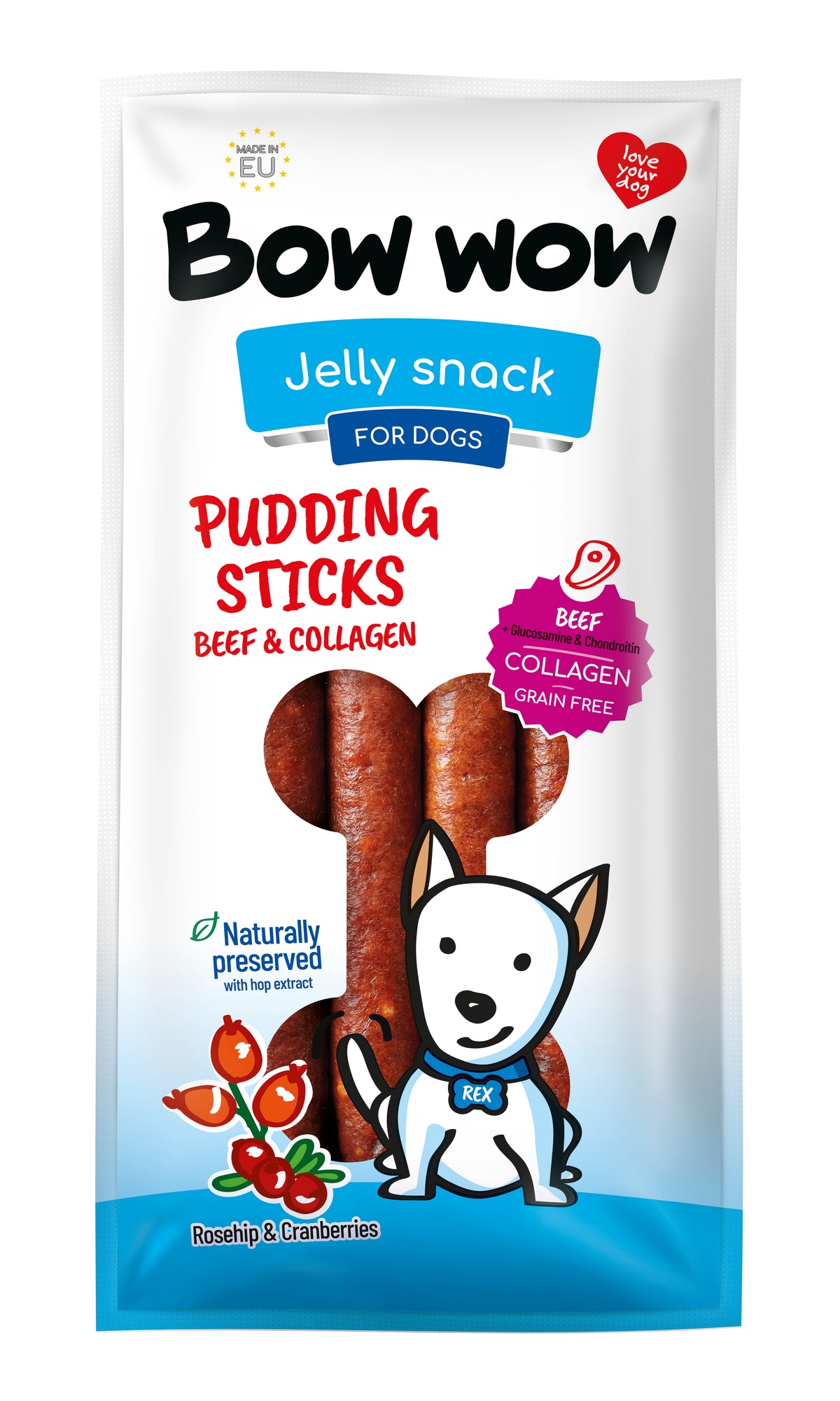 Bow Wow Pudding Sticks Beef 6x170g