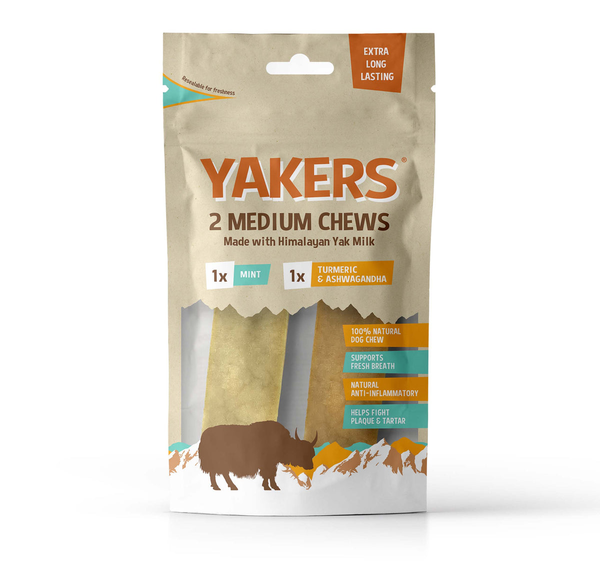 Yakers Mint/Tumeric Dog Chew Twin Pk