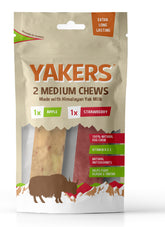 Yakers Strawberry/Apple Dog Chew Twin Pk