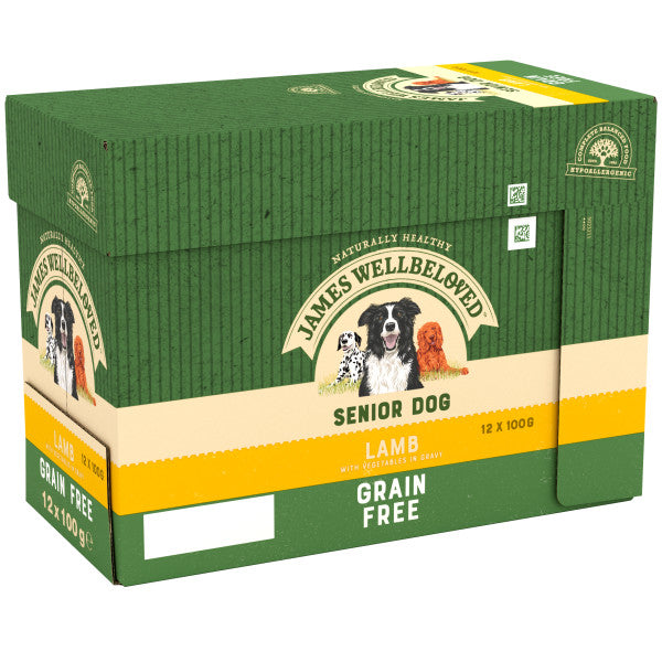 JW Dog Senior Lamb GF Grv Pchs 4x12x100g