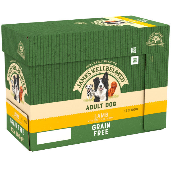 JW Dog Adult Lamb GF Grvy Pchs 4x12x100g